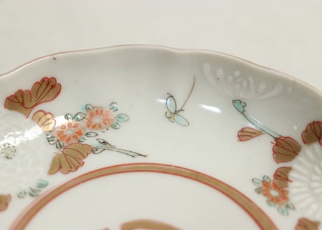 明治前期色絵三方菊図通り物小皿②ケムリ