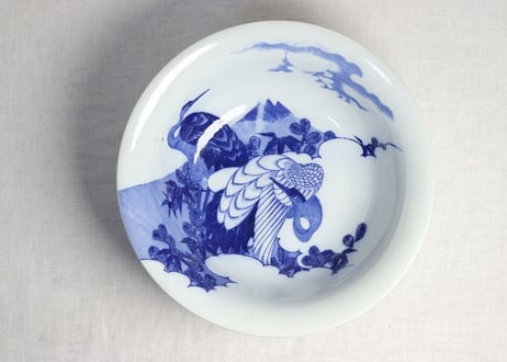 明治後期～大正銅判鶴図尺鉢