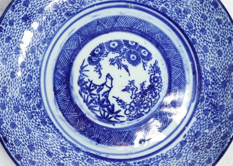 明治後期～大正紙刷微塵唐草図7寸皿
