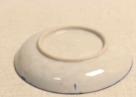 明治前期紙刷山水と漢詩図小皿