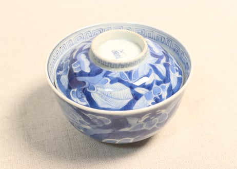 江戸幕末濃み埋め鳳凰と花図飯茶碗