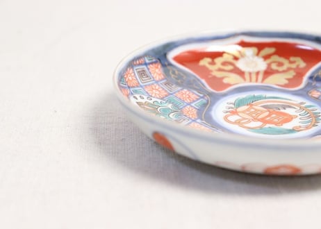 明治前期色絵七宝に幾何学文小皿