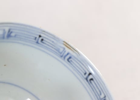 江戸幕末染付丸文散らし図蓋茶碗①