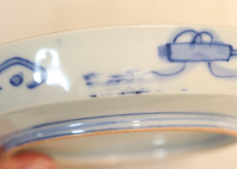 明治前期色絵牡丹図縁立ち5寸皿