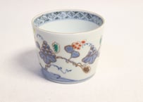 江戸後期色絵山葡萄図猪口　窯傷