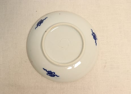 明治後期～大正銅判色絵龍と梅図5寸皿