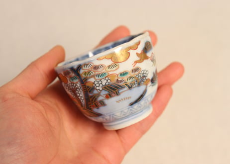 明治前期色絵山水図通り物小向付