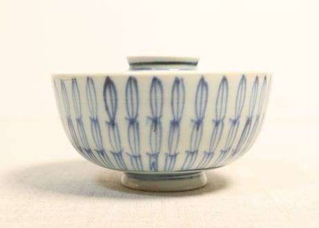 江戸中期染付木賊文蓋茶碗 蓋シミ