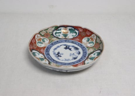 明治前期大聖寺焼色絵花図5寸皿②甘手
