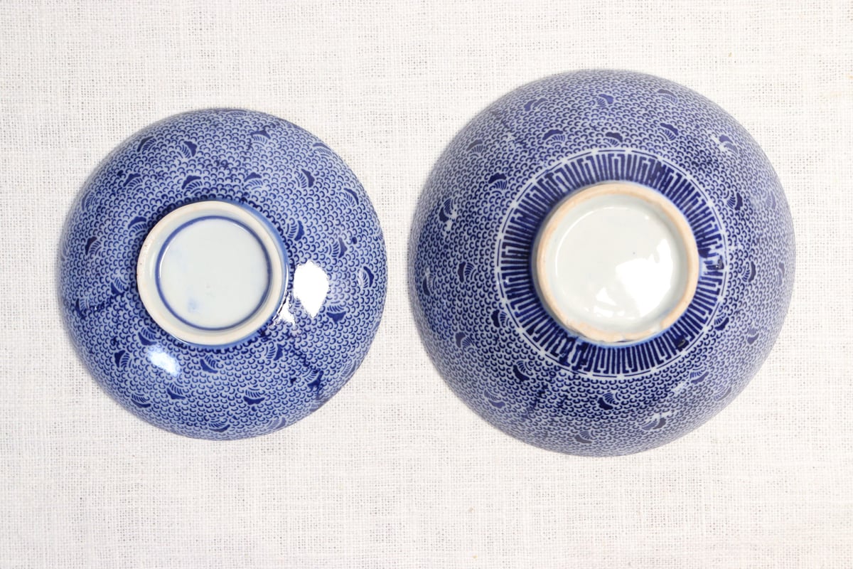 微塵唐草　二器セット　骨董　明治時代 微塵唐草 二器セット 骨董 明治時代 微塵唐草 二器セット 骨董