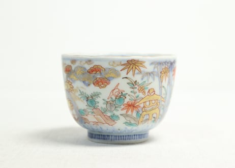 明治前期色絵三方松竹梅と花鳥図通り物向付
