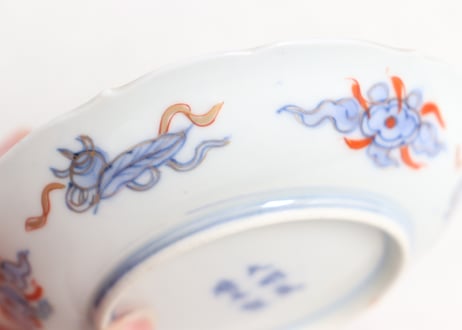 明治前期色絵龍と四君子図小皿