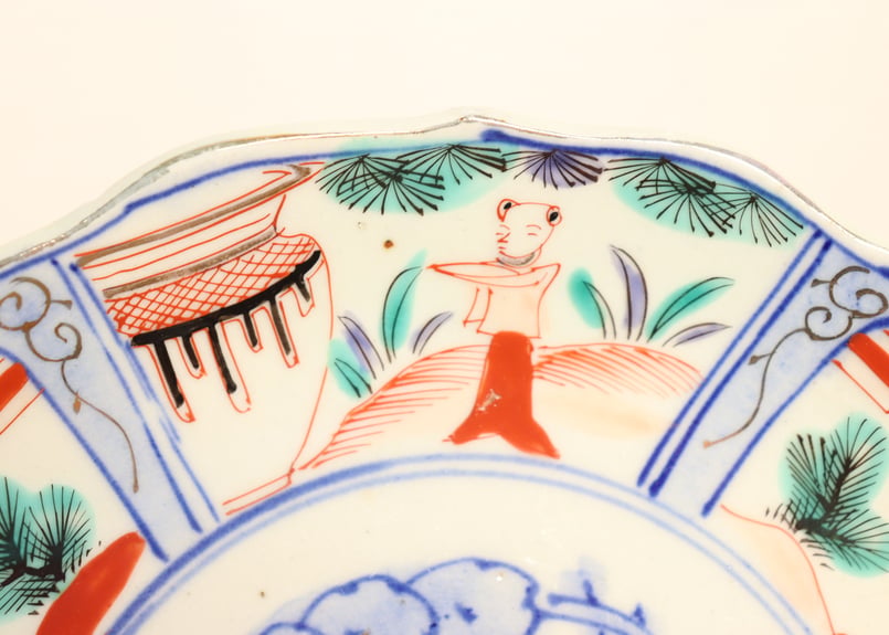 明治後期～大正色絵唐子と松鶴図7寸皿 | 吉祥寺PukuPuku