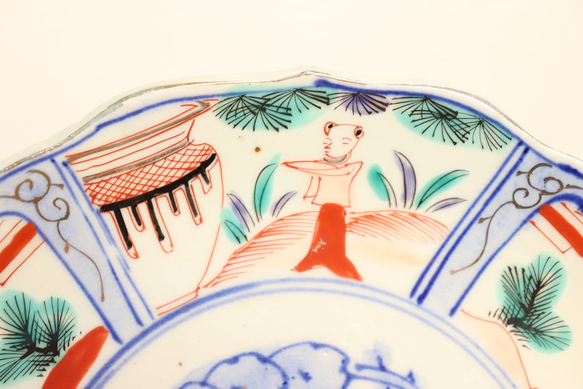 明治後期～大正色絵唐子と松鶴図7寸皿 | 吉祥寺PukuPuku