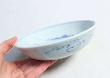 江戸幕末染付漁師図なます皿