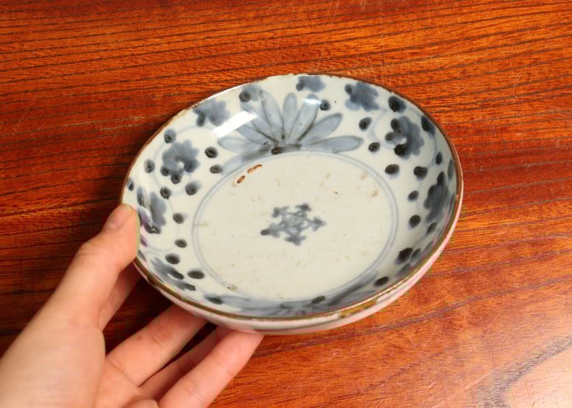 江戸中期染付花と唐草図くらわんかなます皿②ホツ | 吉祥寺PukuPuku