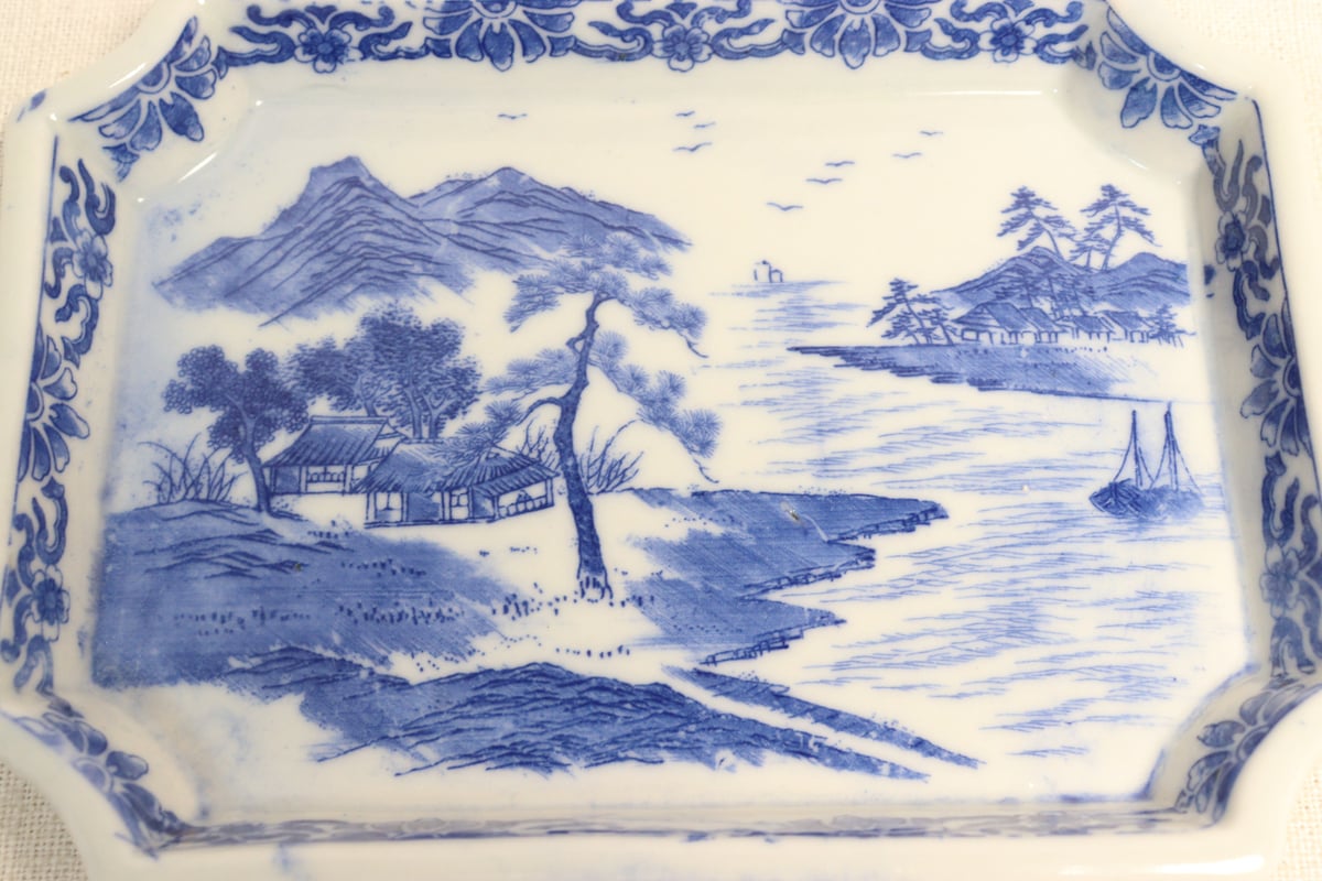 明治後期～大正銅判山水図長角皿① | 吉祥寺PukuPuku
