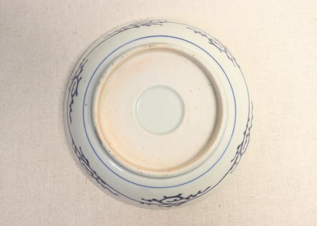 江戸幕末染付牡丹図輪花縁なます皿