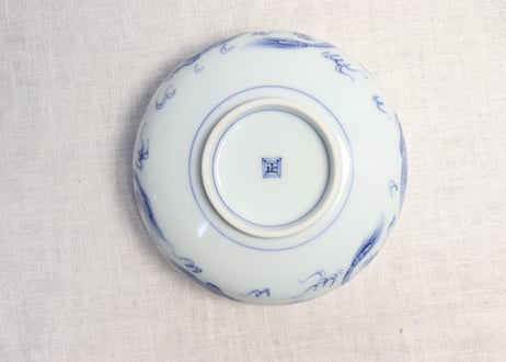 明治後期～大正染付人物図三弁小鉢