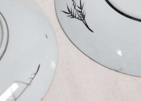明治後期~大正九谷焼色絵松鶴図8寸皿