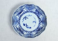 江戸幕末線描き牡丹と蝶図なます皿 ノミホツ