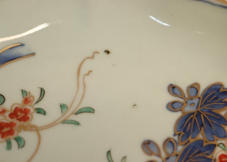 江戸中期色絵桐に蔦花図7寸皿