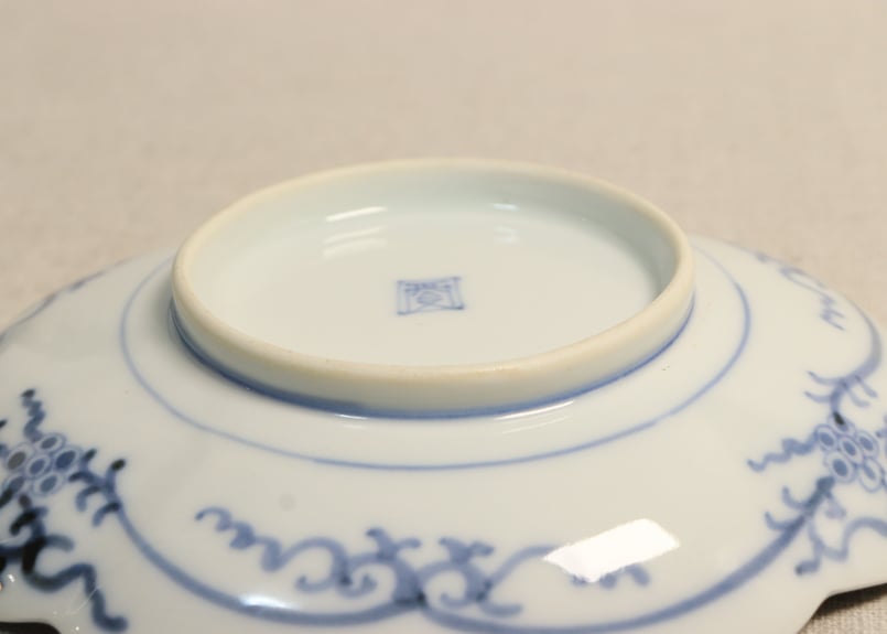 明治後期~大正染付山水図木瓜型皿 | 吉祥寺PukuPuku