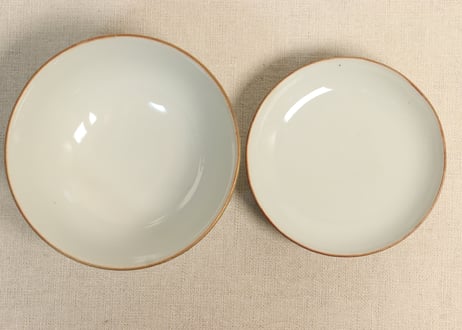 明治前期九谷焼色絵高砂図飯茶碗②蓋ノミホツ,高台ホツ