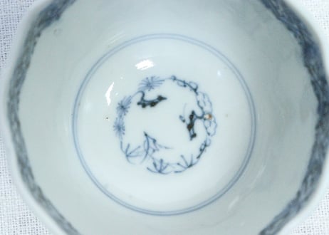 江戸幕末染付蛸唐草図向付①　大