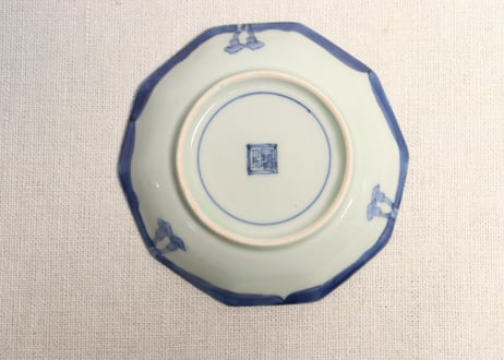 江戸後期染付馬上人物図十角小皿