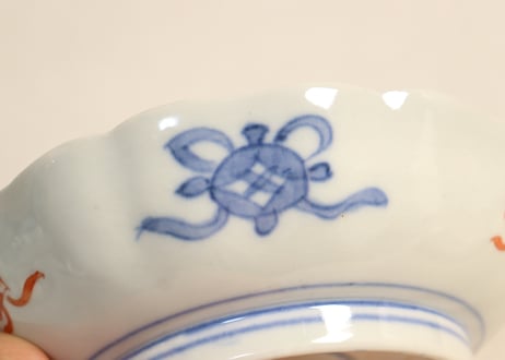 明治前期色絵鶴亀図なます皿②薄め