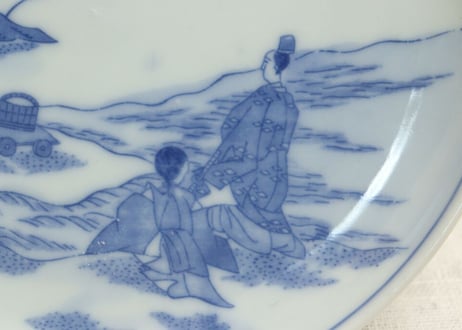 明治後期～大正銅判汐汲み人物図6寸皿