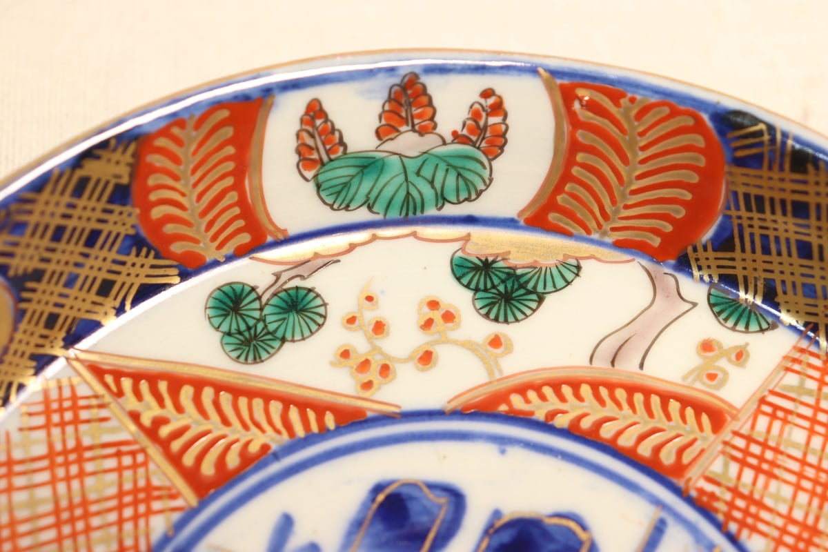 明治前期色絵山水と桐と松梅図縁立ち6寸皿② 少かたつき | 吉祥寺PukuPuku