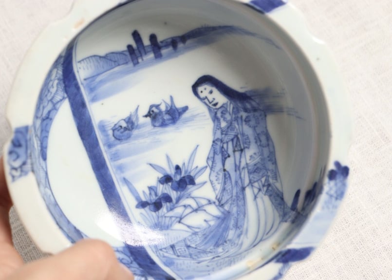 江戸幕末染付杜若と婦人図盃洗 | 吉祥寺PukuPuku