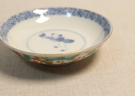 明治前期色絵松梅菊図飯茶碗