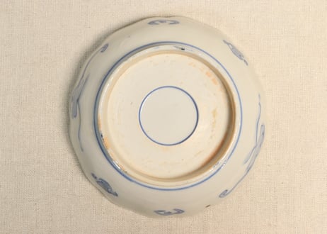 明治前期色絵桃と竹に牡丹図なます皿
