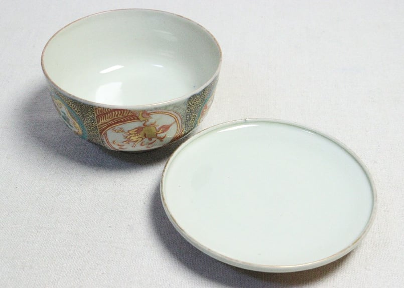 明治前期色絵麒麟と龍図蒸茶碗 | 吉祥寺PukuPuku