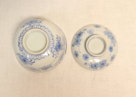 明治前期染付桜図飯茶碗①