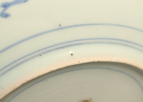 江戸中期染付流水に菊図尺皿