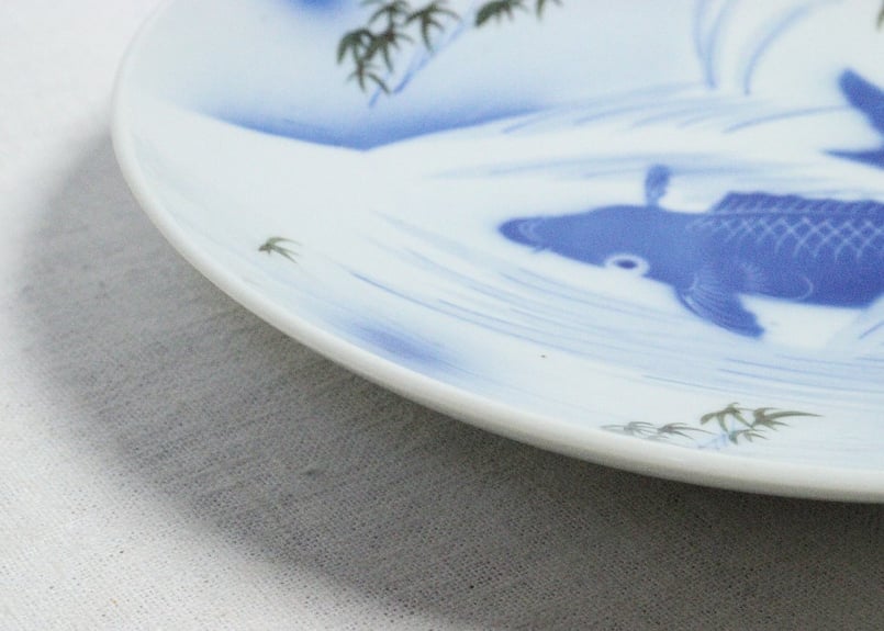 大正～昭和戦前吹墨鯉図8寸皿 | 吉祥寺PukuPuku