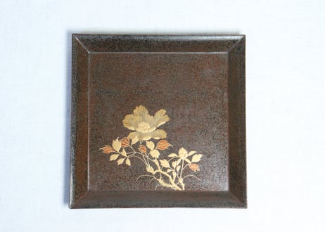 梨地蒔絵草花銘々図吸物膳　６客組(内4客小キズ)
