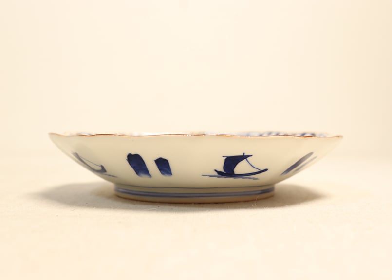 明治後期～大正染付山水と寿文字図十弁5寸皿②薄め | 吉祥寺PukuPuku