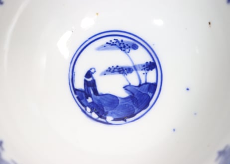 明治前期染付藤図蓋茶碗