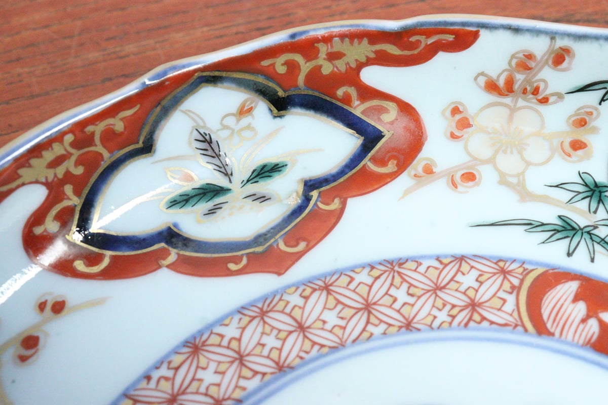 江戸中期色絵竹梅と菫図7寸皿② やや深め | 吉祥寺PukuPuku