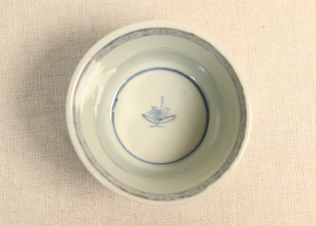 江戸後期染付菖蒲と竹図猪口