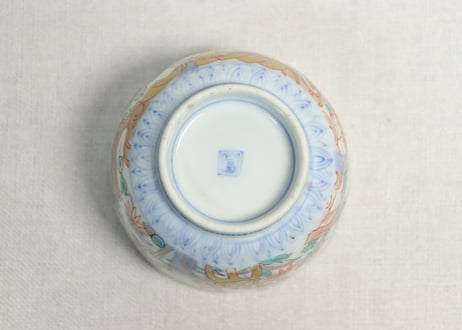 明治前期色絵三方松竹梅と花鳥図通り物向付