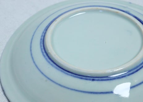 明治後期～大正銅判蝶と山水窓絵図６寸皿
