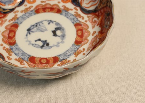 明治前期色絵四方に龍と鳳凰図通り物なます皿①