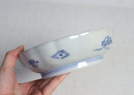 明治前期色絵桃と竹梅図通り物なます皿