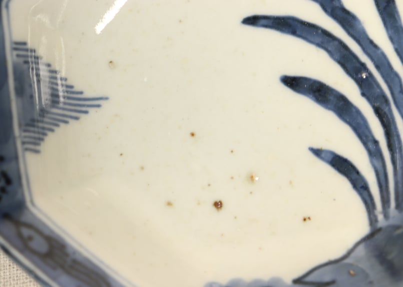 江戸後期染付水仙図八角皿③少甘手,フリモノ、窯傷 | 吉祥寺PukuPuku